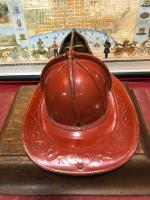 Red Fire Helmet from Newark NJ. Cairns. Back Sid