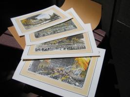 Four Unframed Copies of Fire Prints in Color. Pre