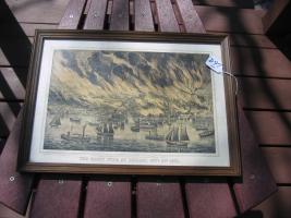 Print with Wood Frame. Reprint of Currier & Ives