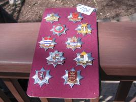 10 Fire Brigade Pins. All about same size - about