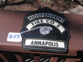 Fireman's Helmet Shield. Independent Fire Co 2.