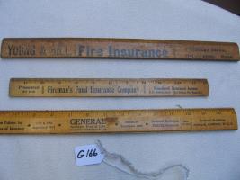 Three Wood Advertising Rulers. 1. Fireman's Fund
