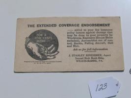 #123 Blotter advertising the Extended Coverage Endorsement.