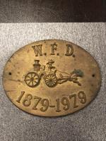 #047 W.F.D. Fire Mark. 1879-1978. Waynesboro Pa Brass mark 10-3/4x8-1/2"