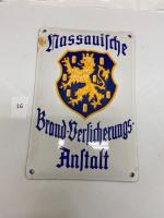116 Firemark, Foreign Nassaulsche Brand Versicherungs, BU1349. Enameled Iron.