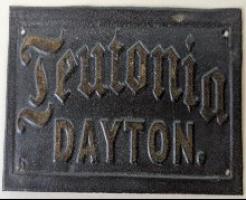 Teutonia Insurance Company, Dayton, OH, heavy tin, B384, issued about 1870