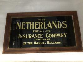 Netherlands Fire & Life - reverse glass sign - SEE NOTE AT END OF LIST