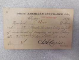 American Insurance Company premium receipt - 1878